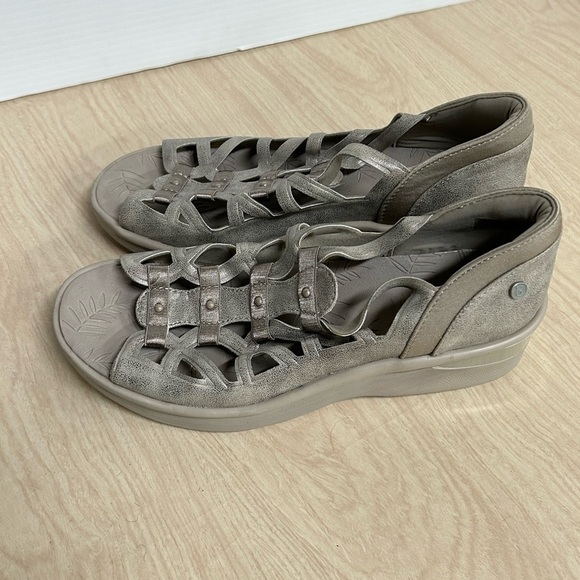 BZees Womens Sasha Casual Comfort Slip On Wedge Heels Sandals Gray Size 10W - Picture 1 of 9